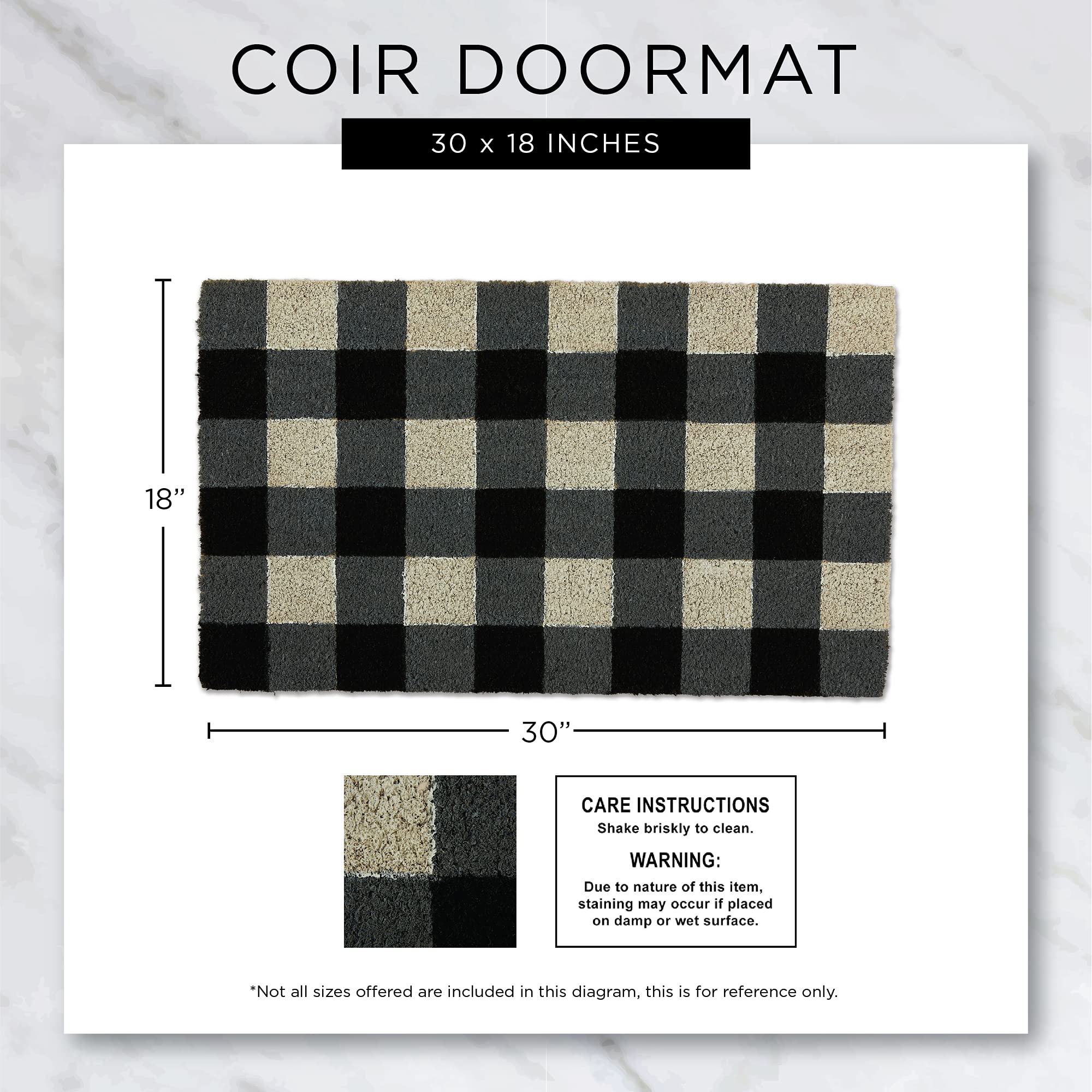 DII doormat 18x30 inches with low-profile design for door clearance.