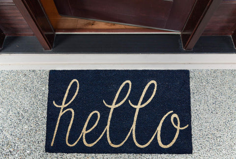 DII Hello Coir Fiber Doormat ideal for indoor outdoor use.