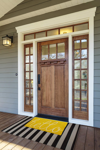 DII Hello Coir Fiber Doormat pet-friendly use highlights tough, easy-clean performance.