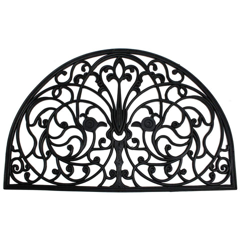 DII rubber doormat with half-round wrought-iron motif traps dirt at entry