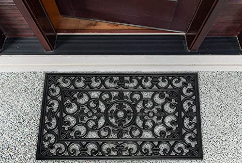 DII Rubber Doormat All Weather at back porch with anti-slip backing for skid-free steps