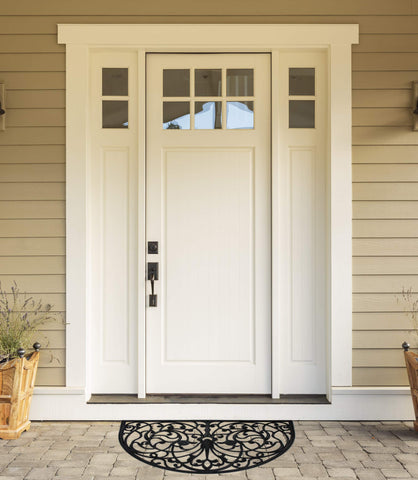 DII all-weather rubber doormat captures mud and snow near doors