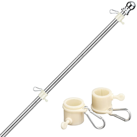 DIIG 6ft flag pole close-up in stainless steel showing outdoor durability and wind resistance.