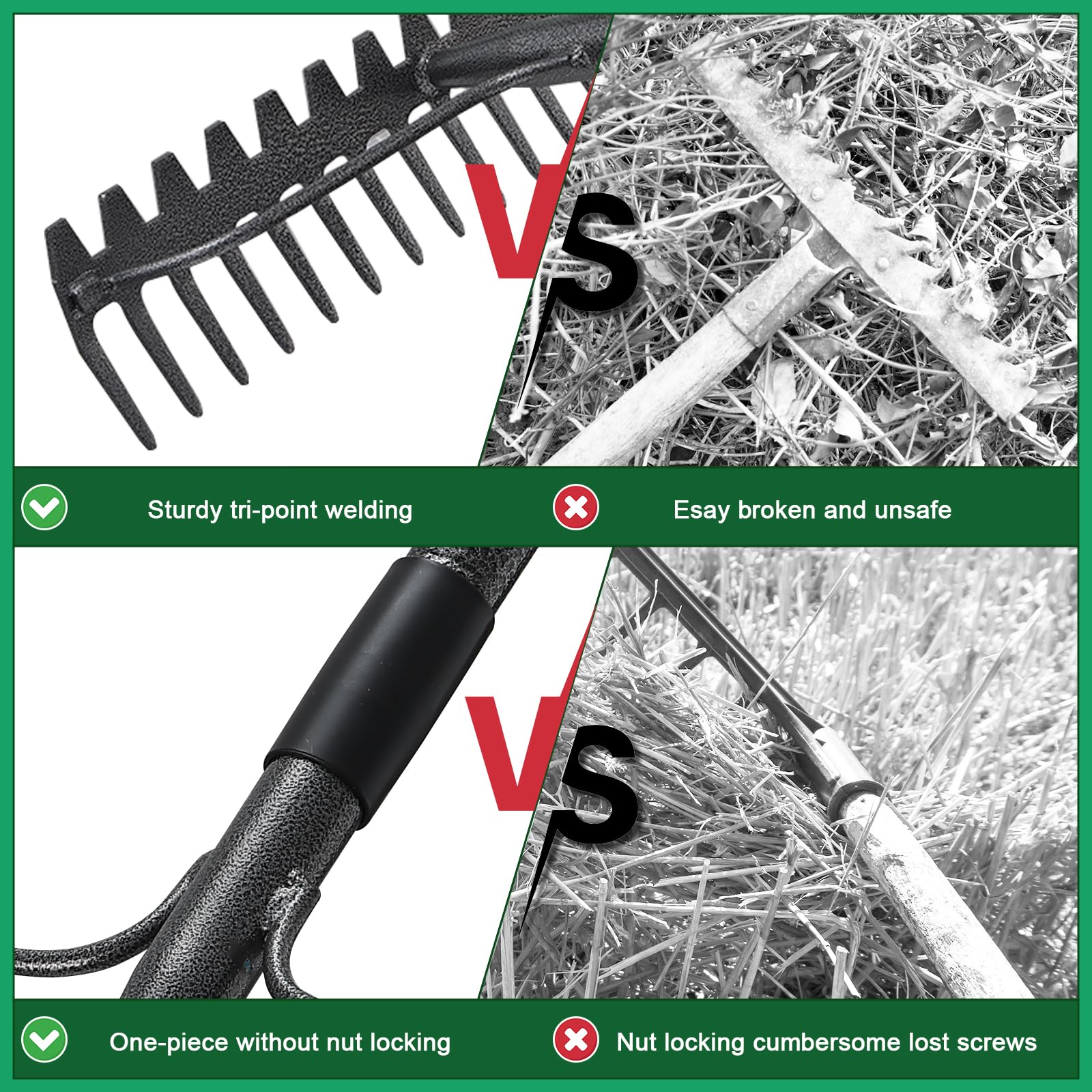 DIIG stainless-steel-handle bow rake for durable, long-lasting garden tasks
