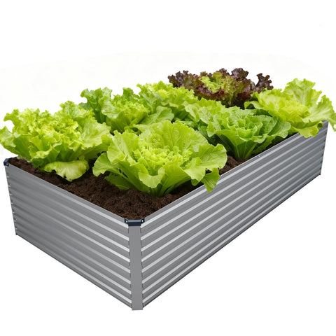 DIIYIV 8x4x2ft galvanized raised bed assembly showing sturdy, tool-free setup.