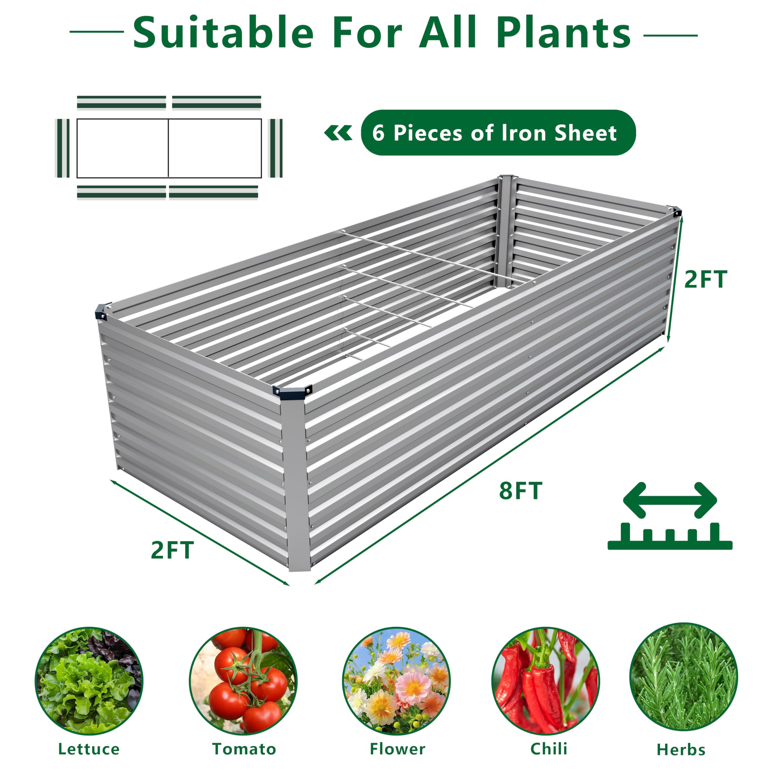 DIIYIV garden bed side view showcases ample growing space for herbs and small fruit plants.
