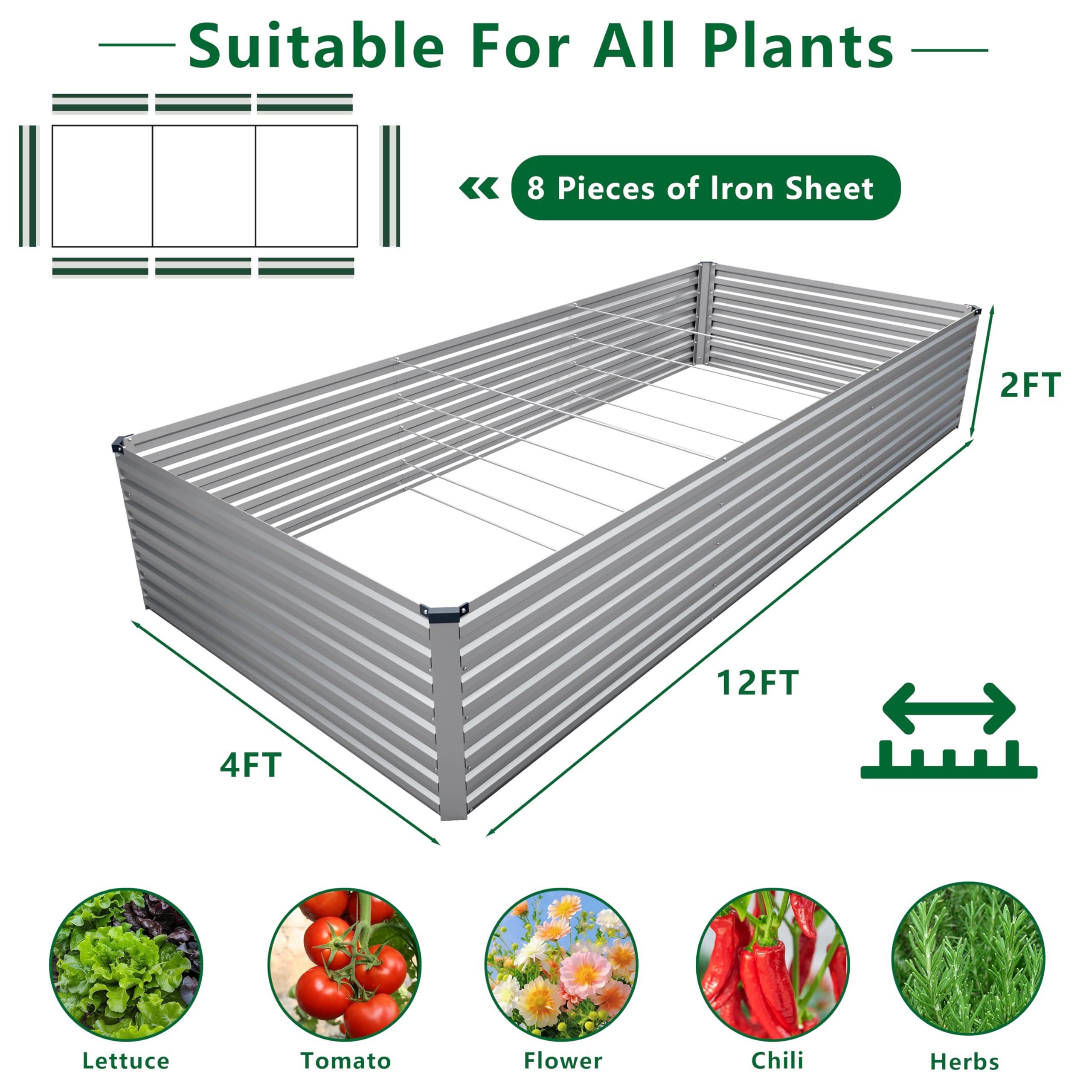 DIIYIV large planter raised bed outdoor for fresh herbs and vegetables