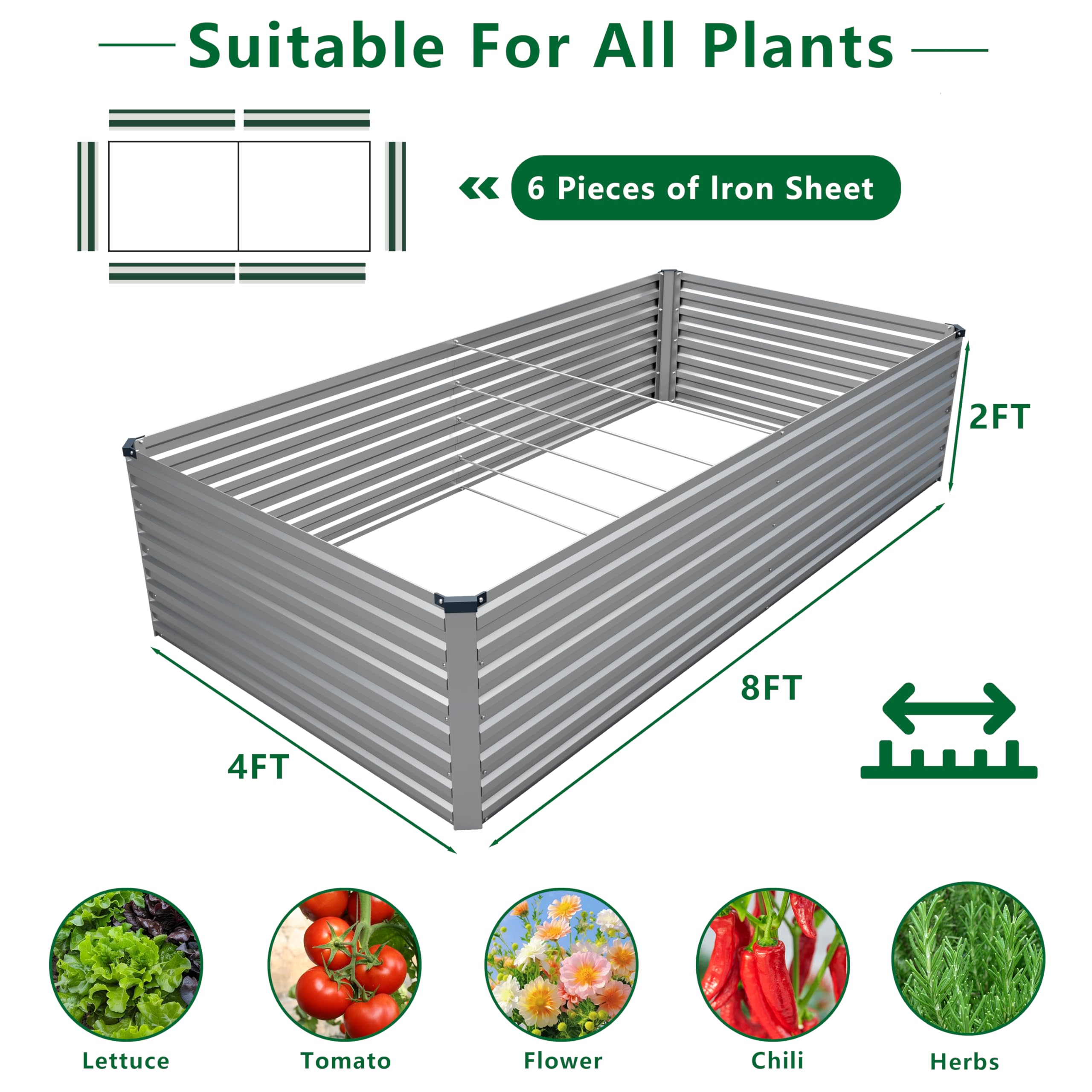 DIIYIV rectangle metal planter outdoors demonstrates space-saving gardening.