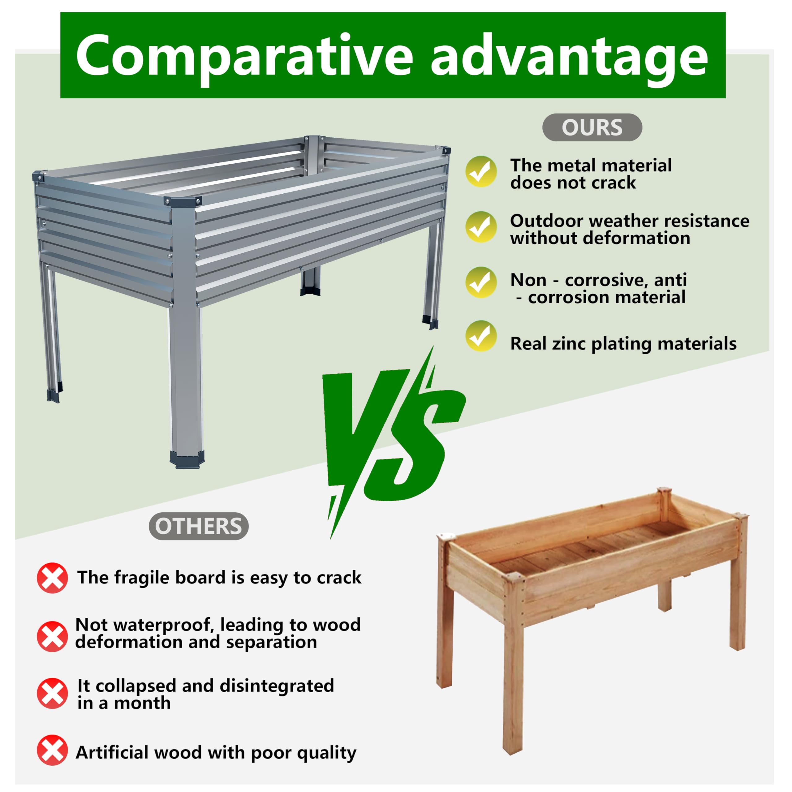 DIIYIV stainless-steel legs with galvanized frame offer sturdy outdoor support.