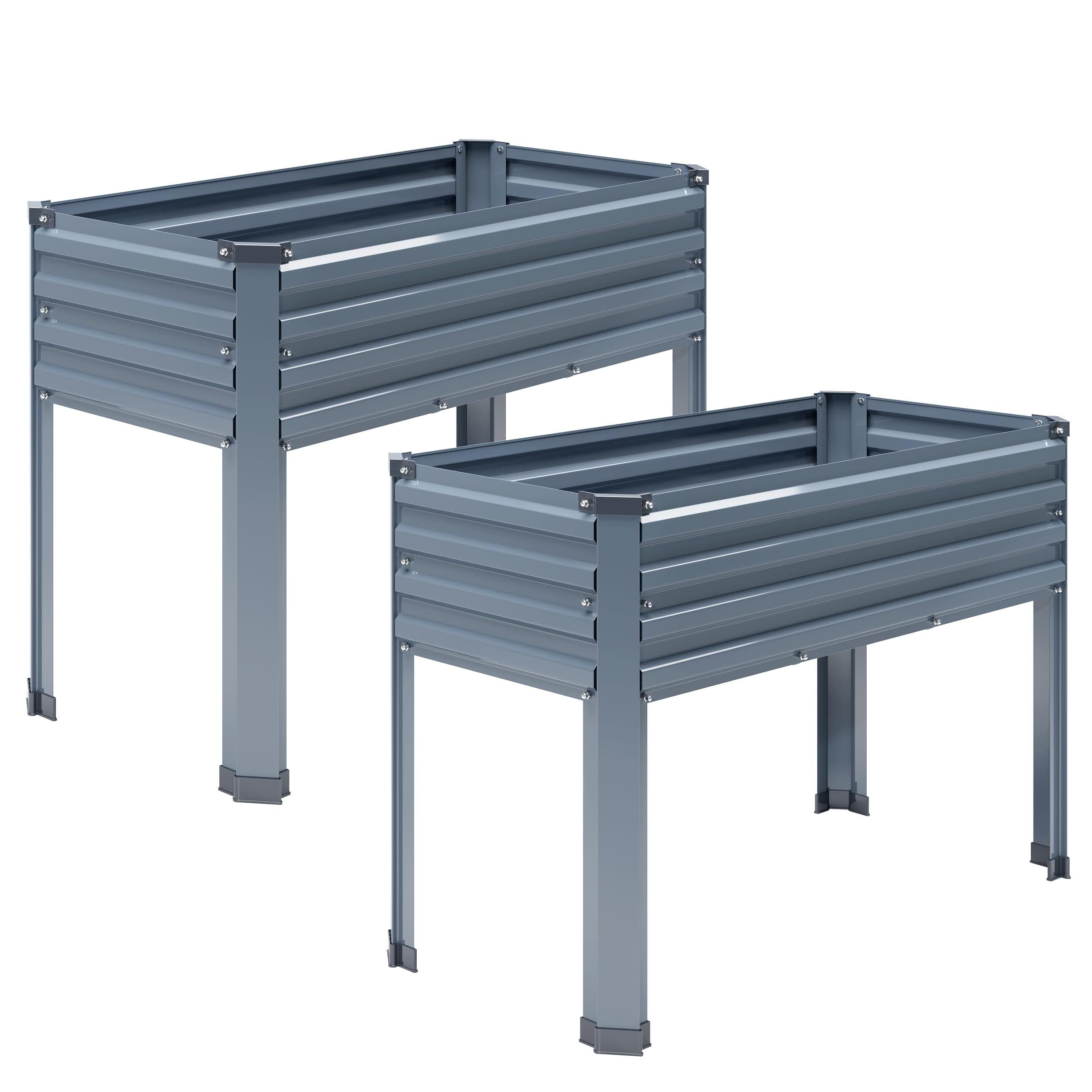 DIIYIV galvanized raised garden bed with legs, side view, elevated growing space