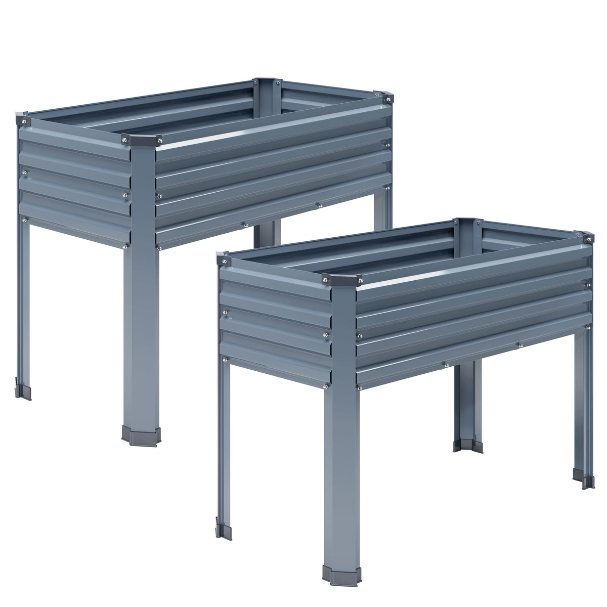 DIIYIV galvanized raised garden bed with legs, side view, elevated growing space