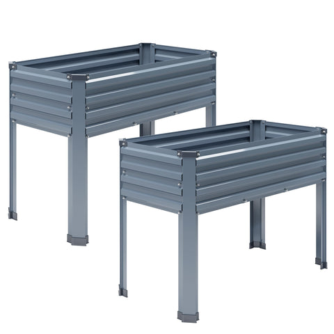 DIIYIV galvanized raised garden bed with legs, side view, elevated growing space