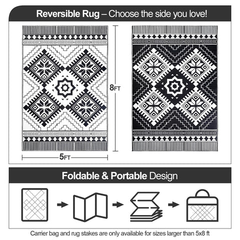 DiiKoo boho geometric rug for outdoor spaces like patios and balconies.