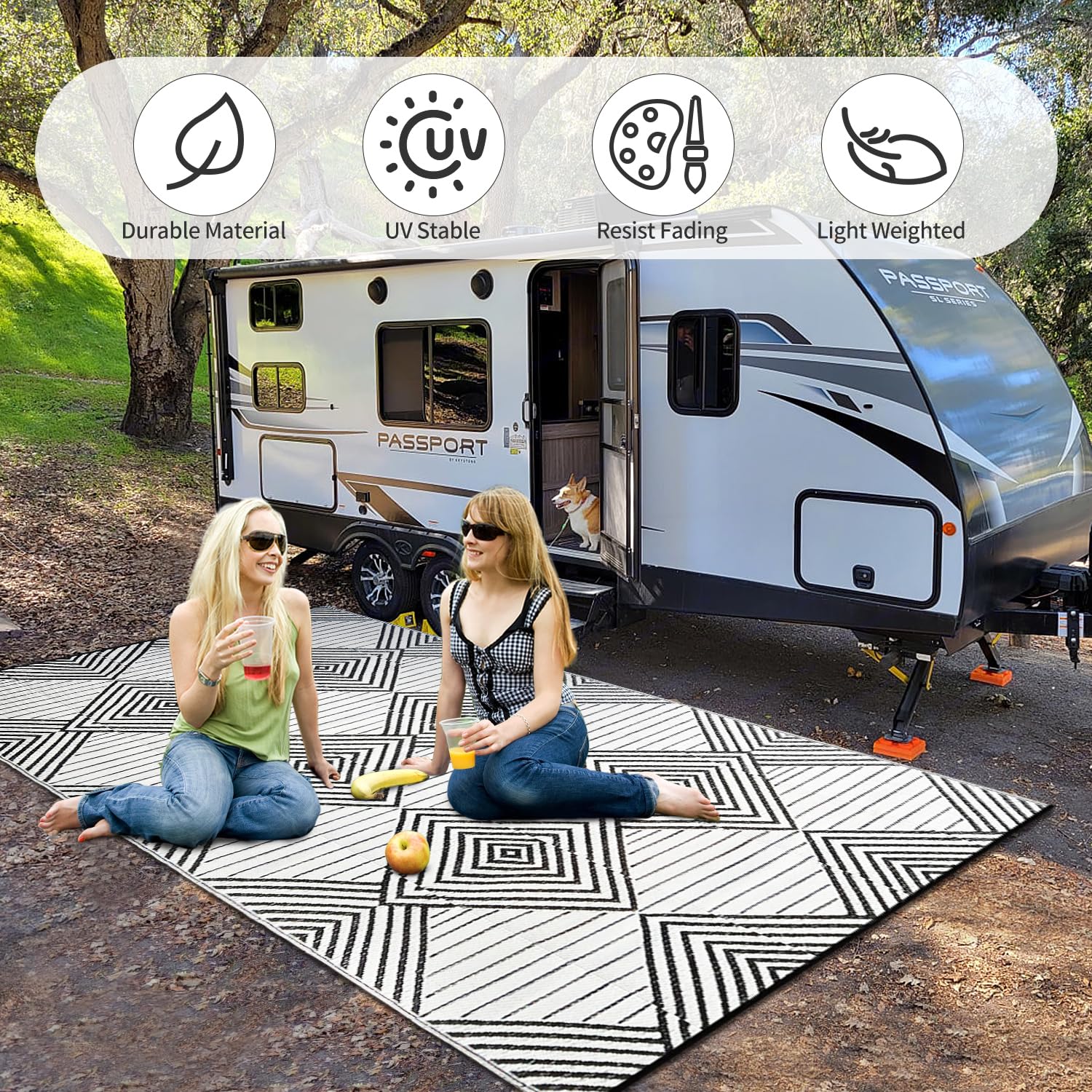 DiiKoo lightweight rug folds compactly for camping and beach trips.