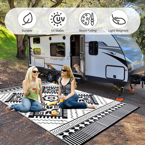 DiiKoo lightweight foldable rug with carry bag for easy travel and storage.