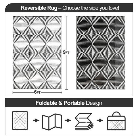 DiiKoo patio RV deck mat displays geometric patterns for versatile settings.