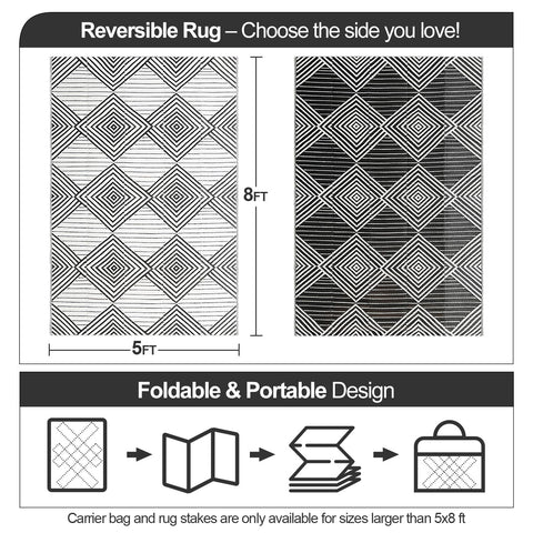 DiiKoo rug folded with carry bag for easy transport on trips and gatherings