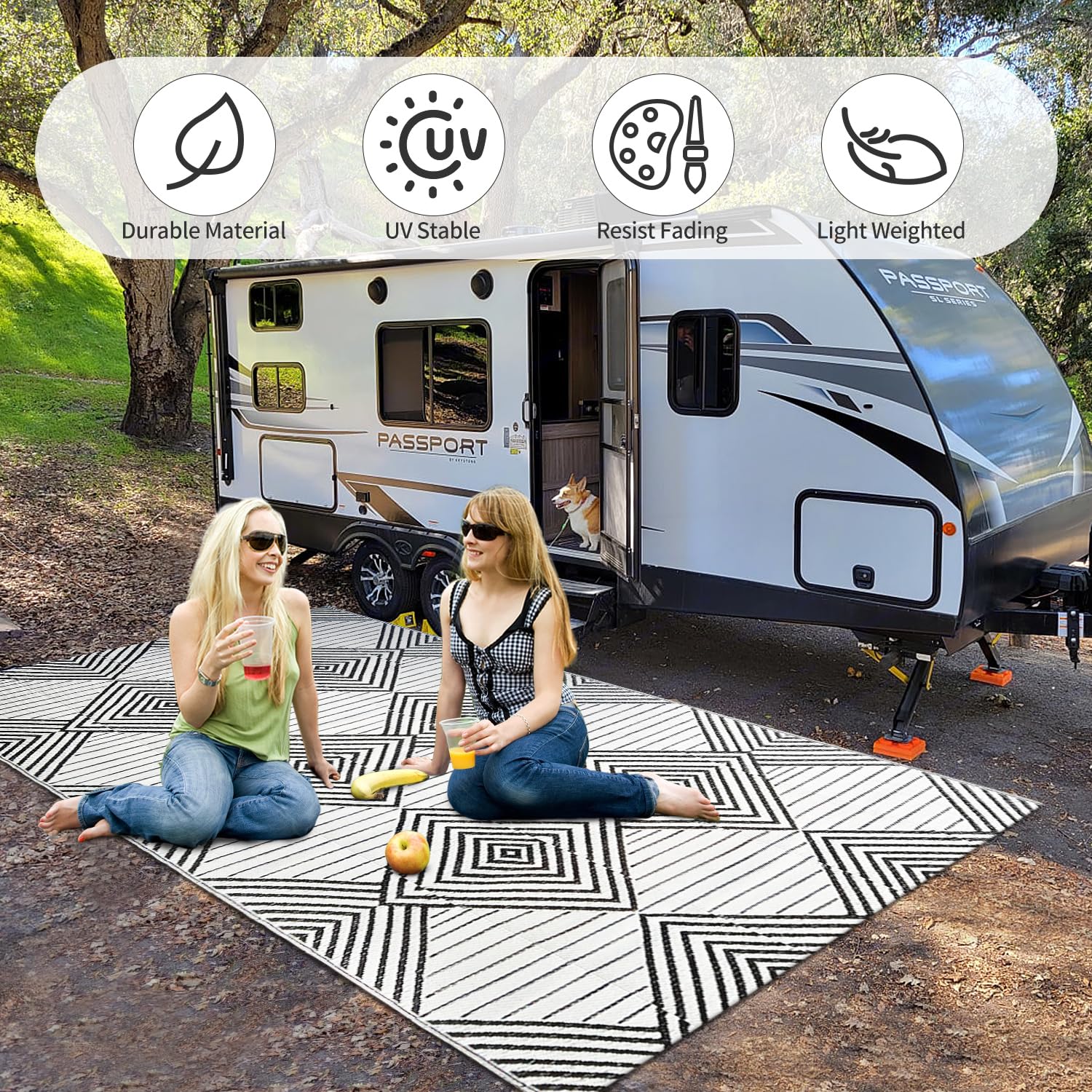 DiiKoo outdoor rug on patio demonstrates durable, weather-ready performance outdoors