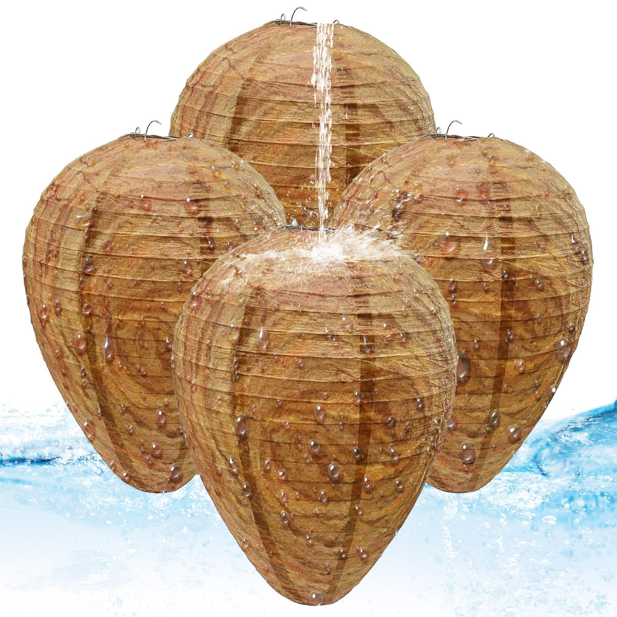 Diimoy fake wasp nest four-pack hanging outdoors to deter wasps