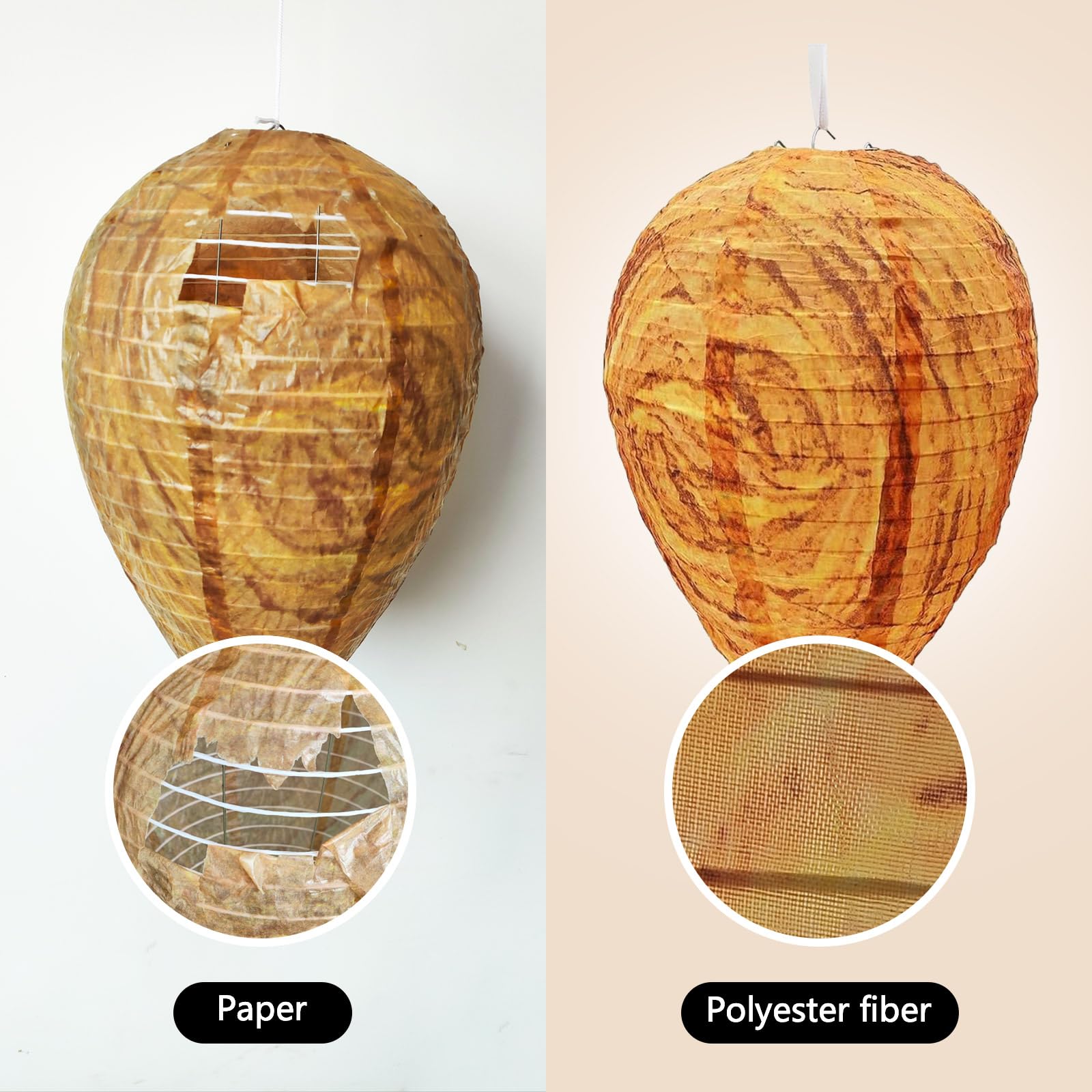 Diimoy fake wasp nest orange in garden setup protects seating areas.
