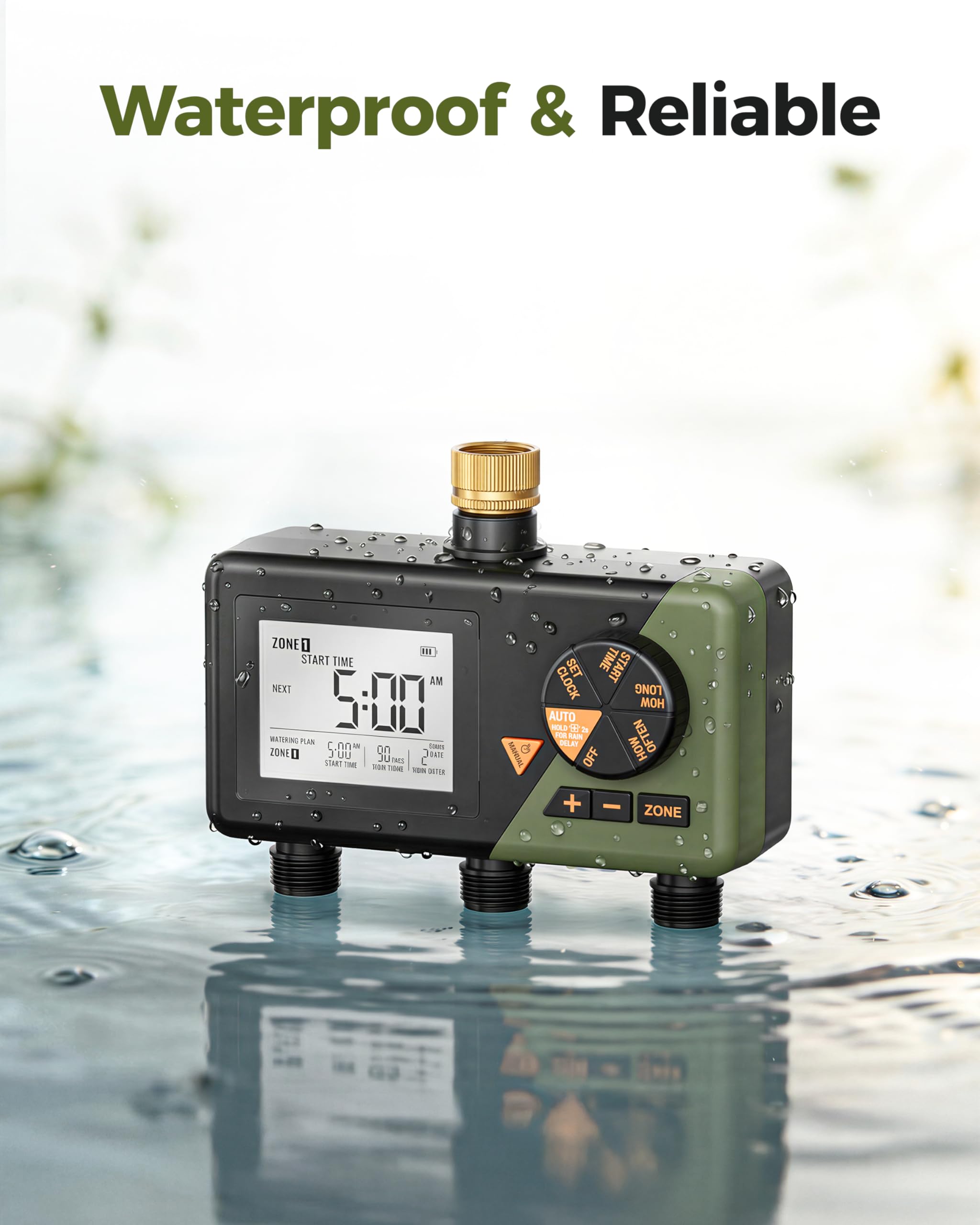 Diivoo timer rain delay feature emphasizing flexible watering pauses