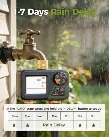 Diivoo IP66 enclosure protects timer from rain and dust.