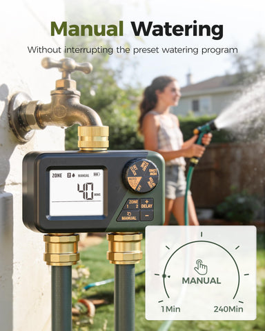 Diivoo manual watering mode enables instant irrigation when needed.