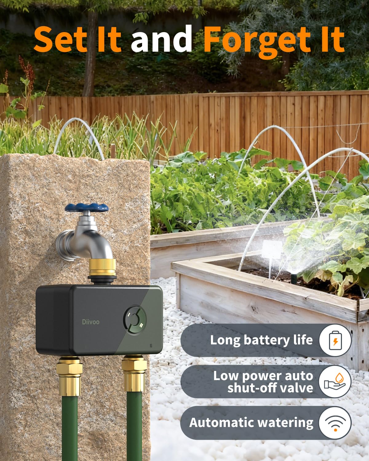 Diivoo Manual watering mode graphic indicates on-demand care without changing presets.