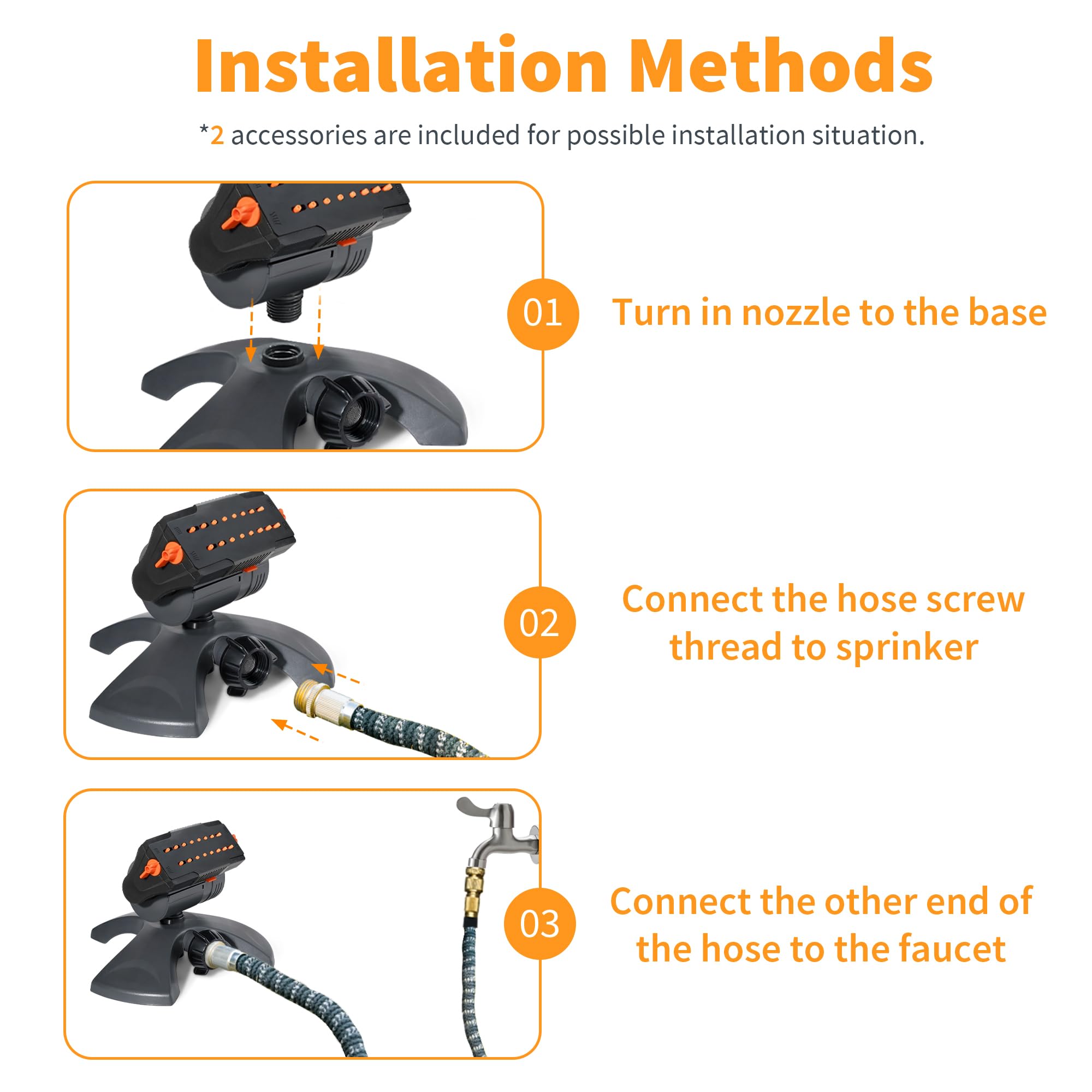 Diivoo mini turbo oscillating sprinkler-durable-abs head underlines long-lasting performance in outdoor use.