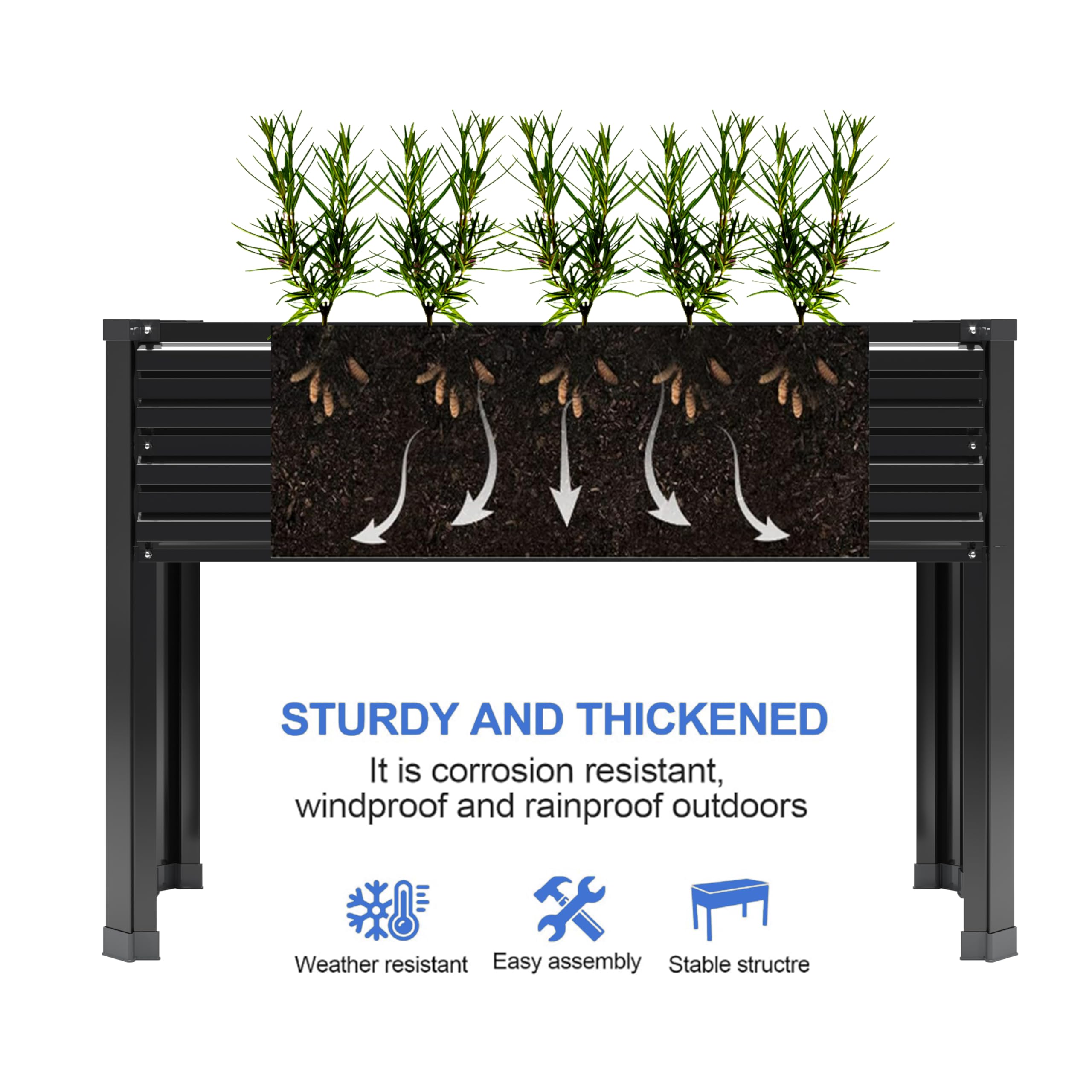 DIIYIV 300lb capacity raised bed supports substantial planting space.