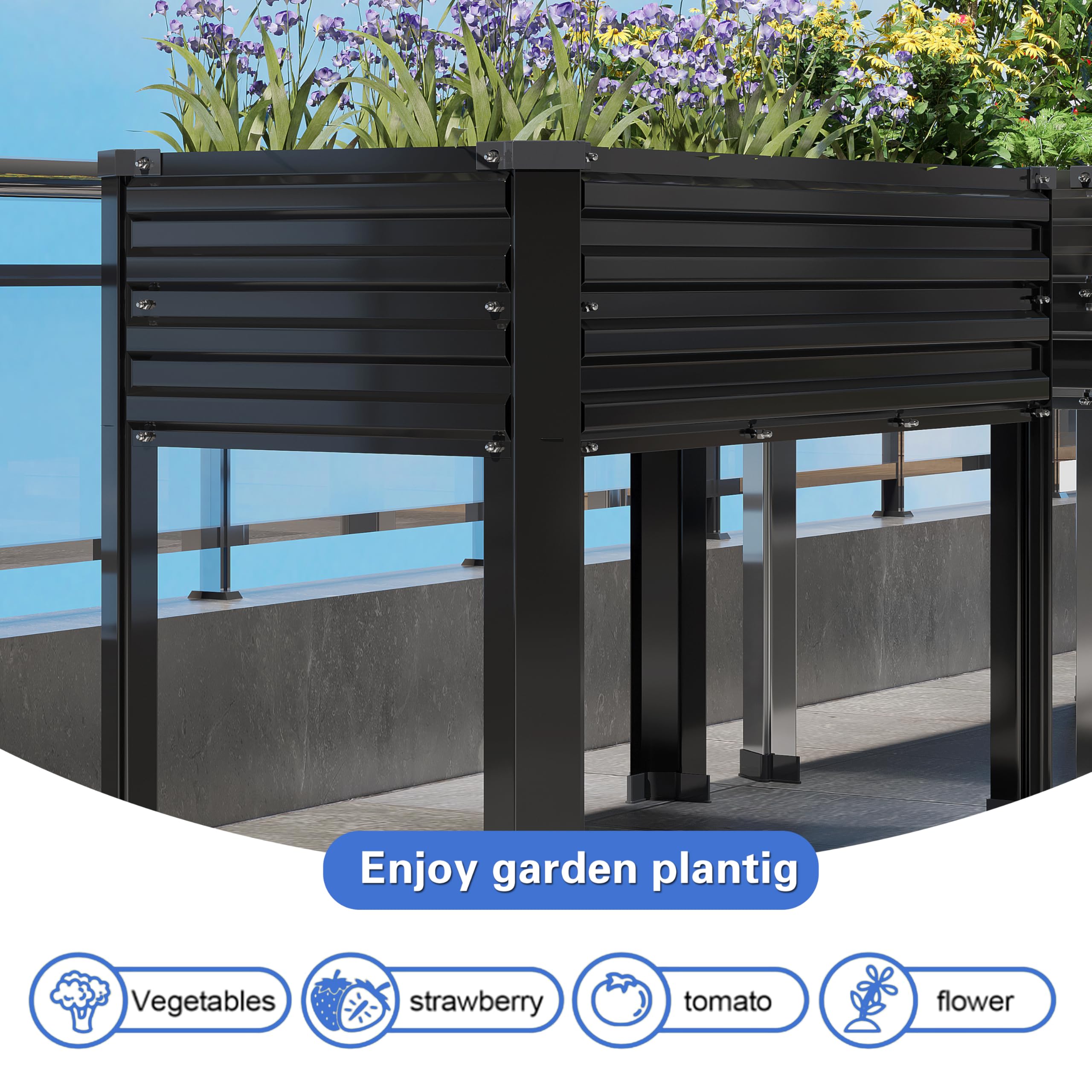 DIIYIV elevated planter box ideal for balcony or patio gardening.