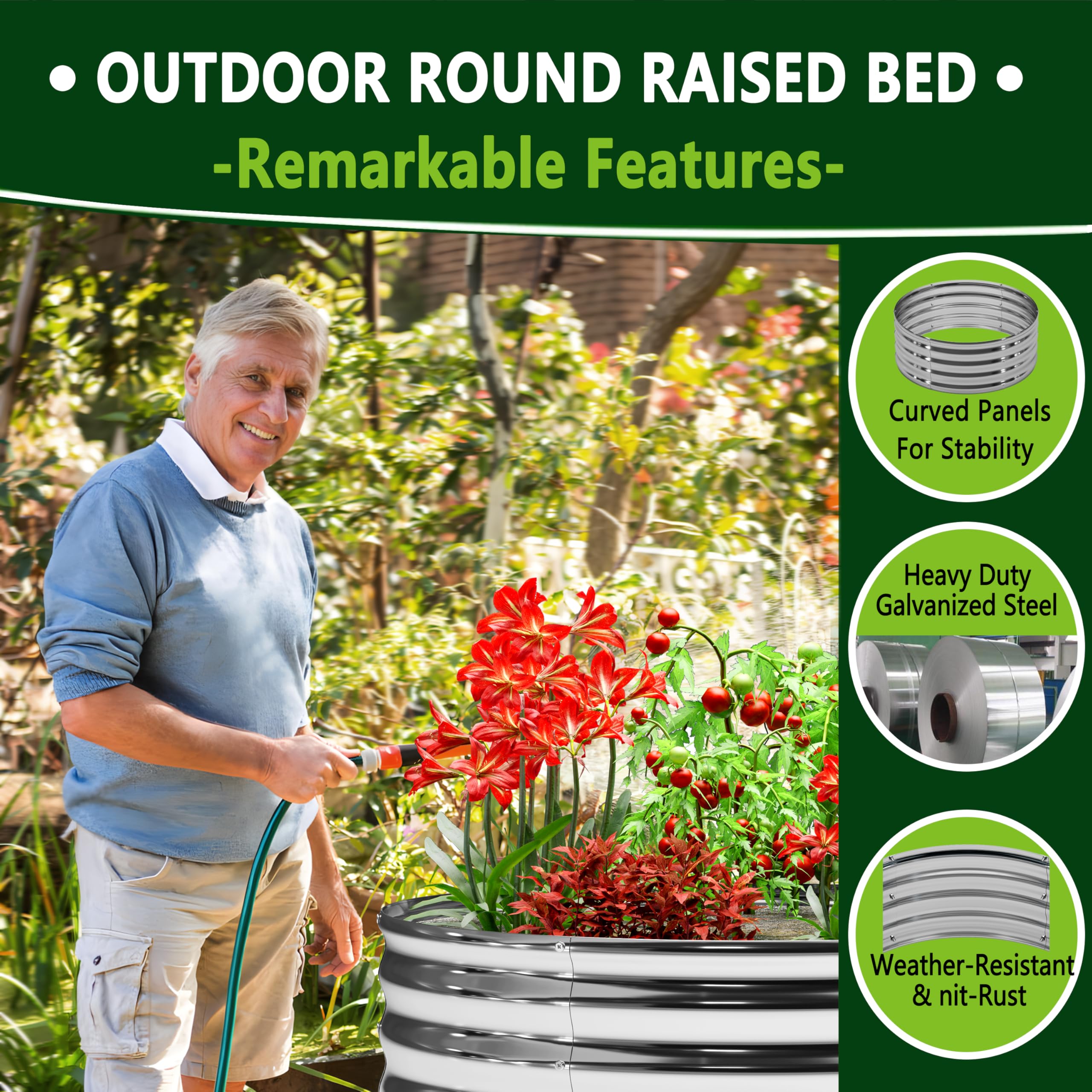 DIIYIV galvanized raised bed bottomless frame with drainage improving soil aeration for healthier roots.