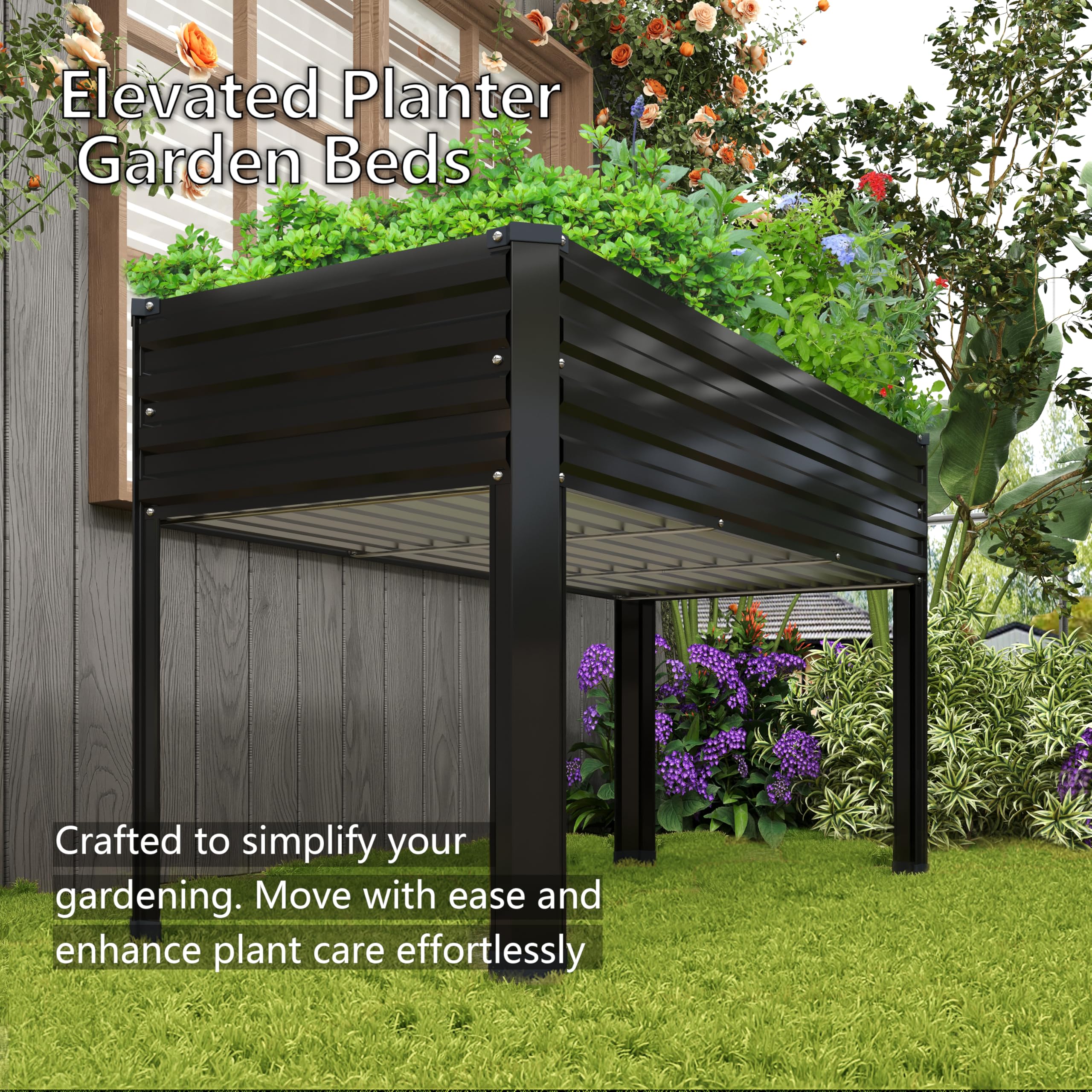 DIIYIV raised garden bed with legs assembled for easy two-piece setup.