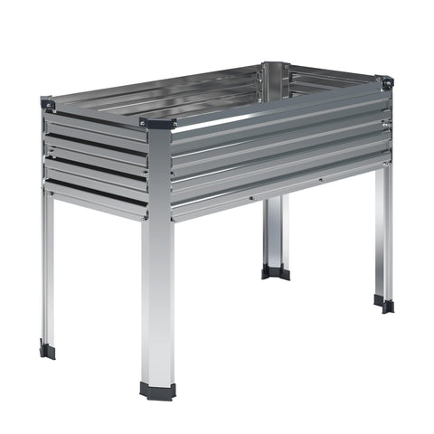 DIIYIV galvanized raised garden bed with legs, assembly view and easy two-piece setup