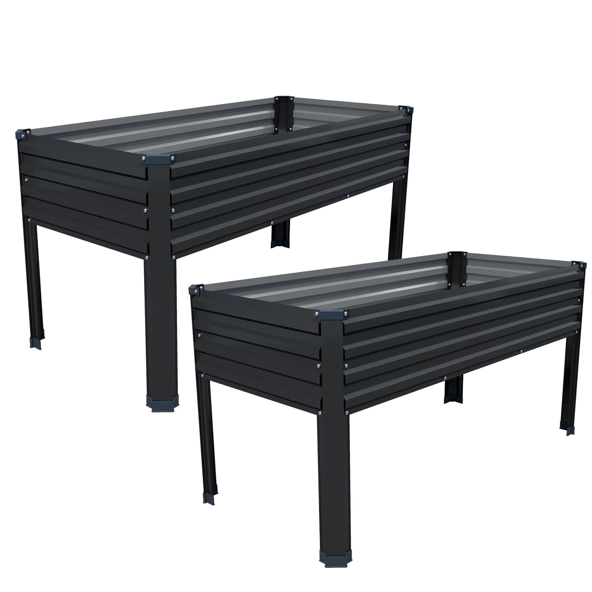 DIIYIV galvanized raised garden bed with legs front view for balcony planting.