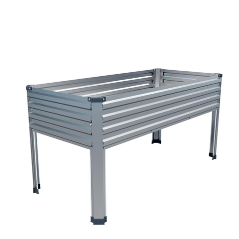 DIIYIV galvanized raised garden bed with legs — front view for elevated planting.