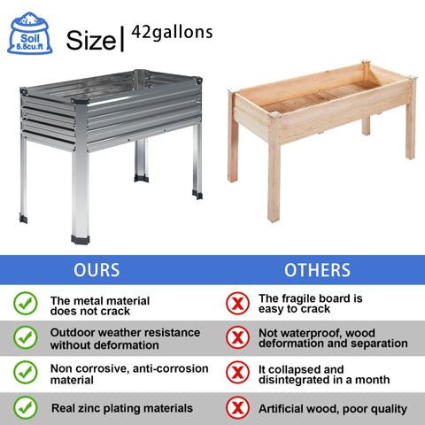 DIIYIV raised garden bed side view shows sturdy legs for elevated planting