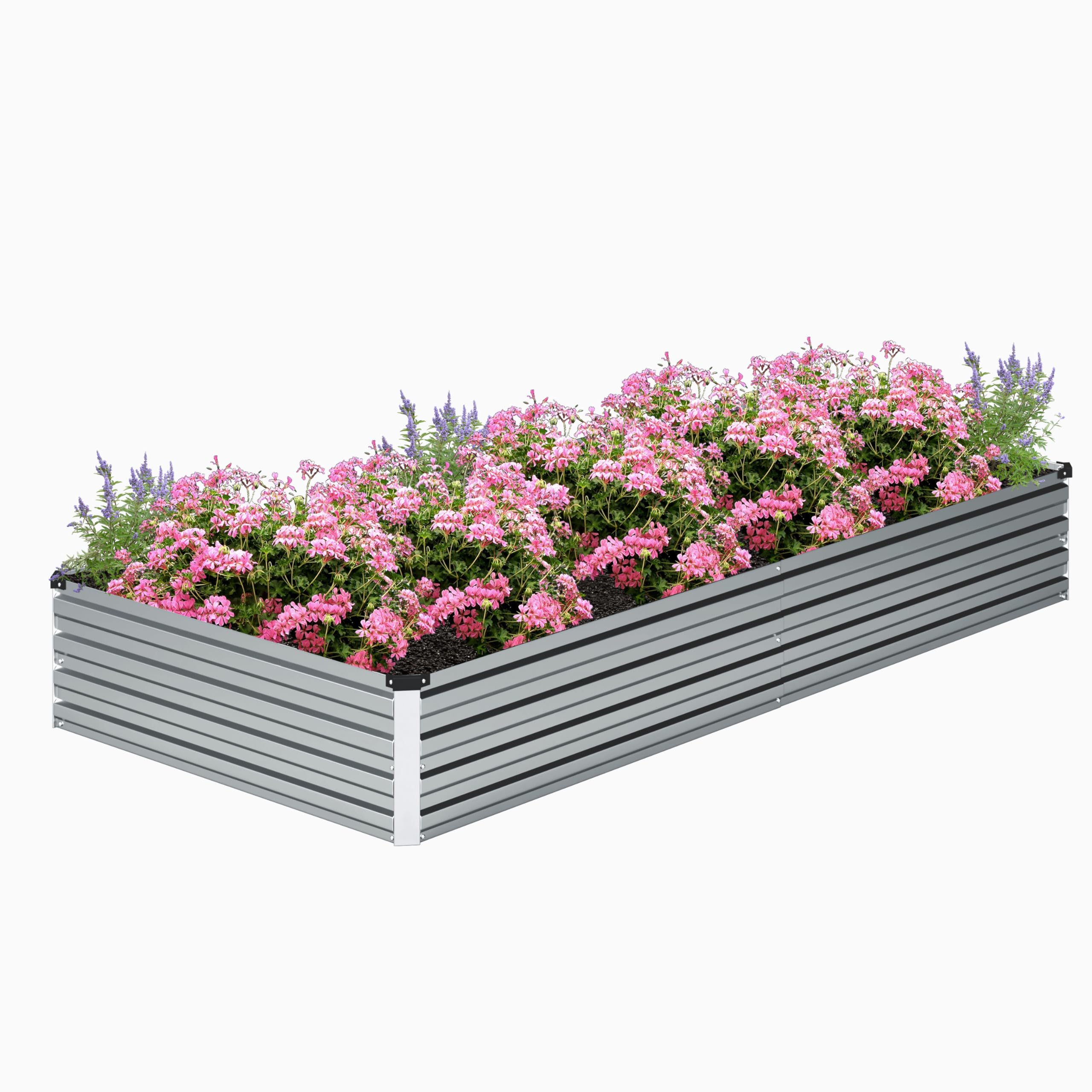 DIIYIV silver raised garden bed suited for outdoor patios.