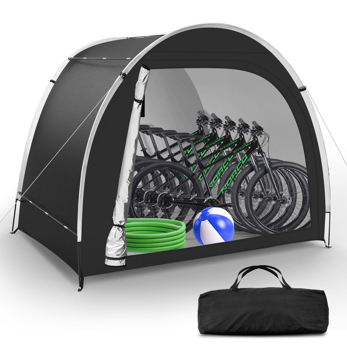 Dikutar bike storage tent front view with waterproof protection for bicycles