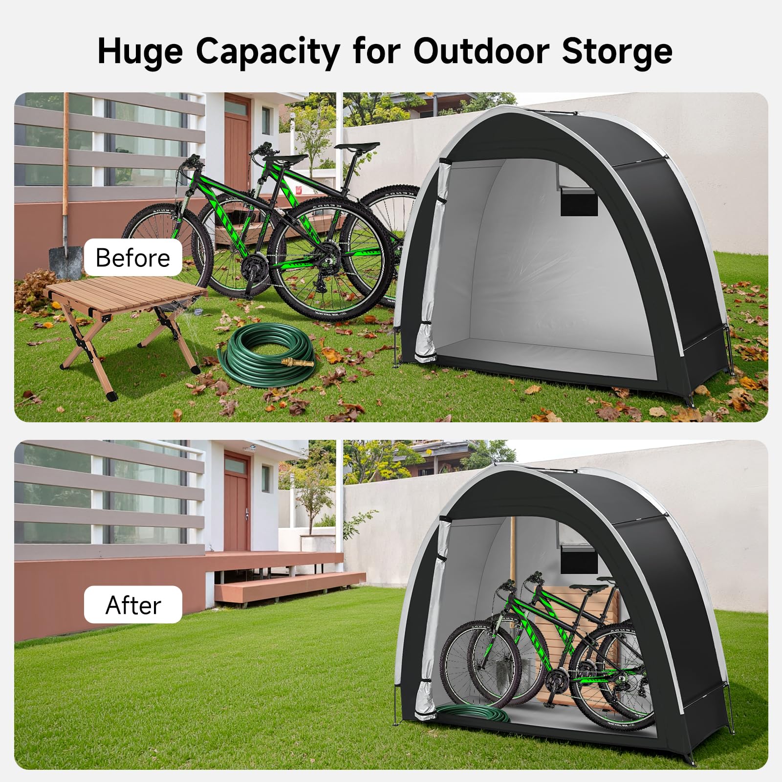 Dikutar storage tent overhead space for helmets and tools.