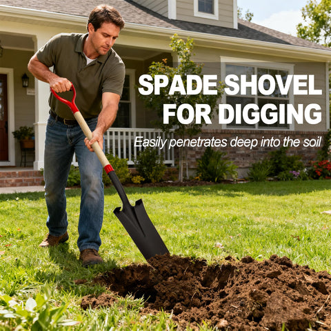 Dikuyeel Nohovu spade shovel with D-handle for comfortable leverage