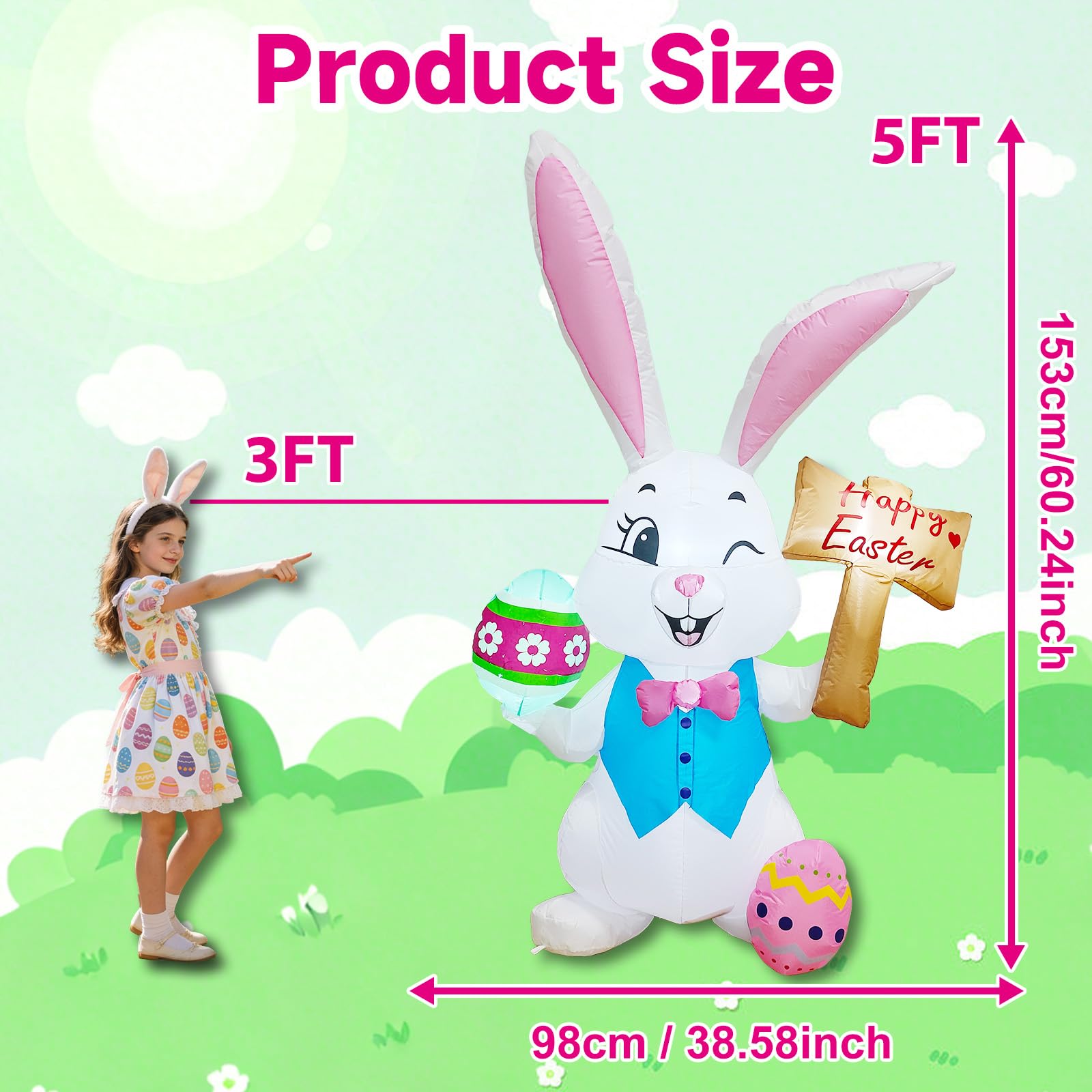 DILENK Easter egg inflatable enhances garden decor with playful color