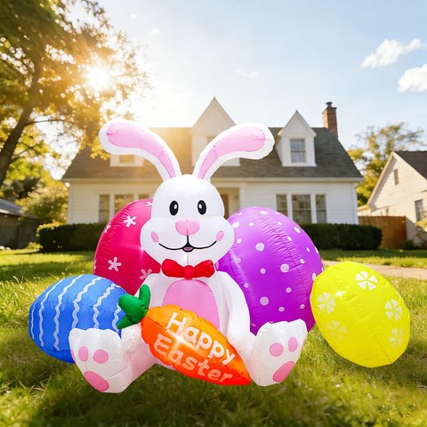 DILENK Easter inflatable bunny lighting up the yard for festive fun