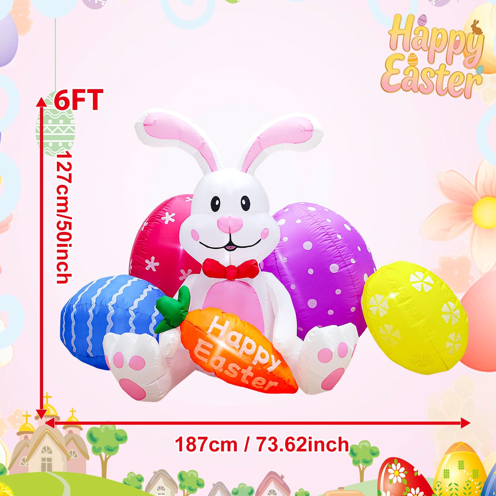 DILENK Easter inflatable eggs complement the bunny for a playful scene