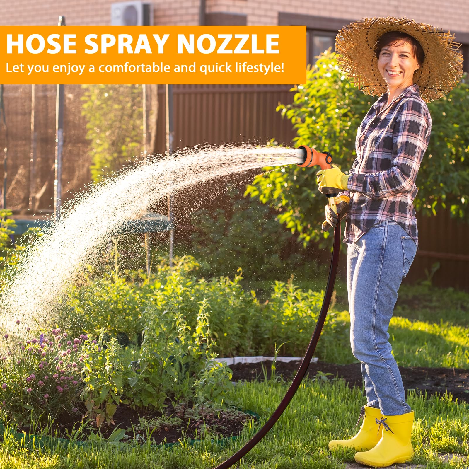 Dileogo thumb switch design nozzle for easy water control during gardening tasks.