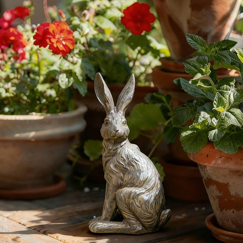 DiliComing 12inch rabbit garden figurine fits medium spaces without overwhelming.