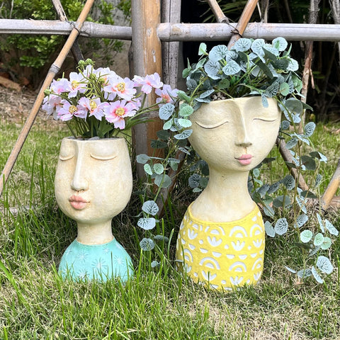 DiliComing face planter 11-inch succulent composition in planter