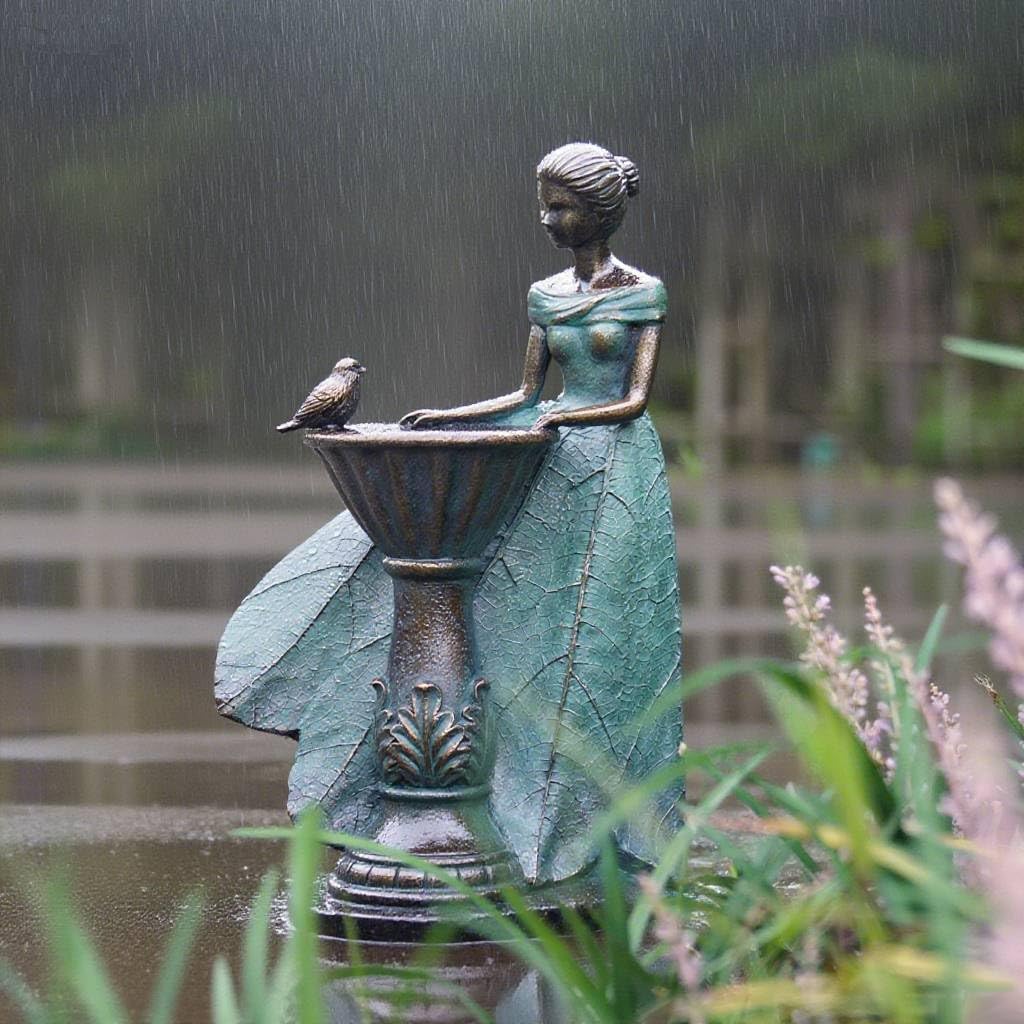 DiliComing fairy bird feeder statue blends beauty and practicality