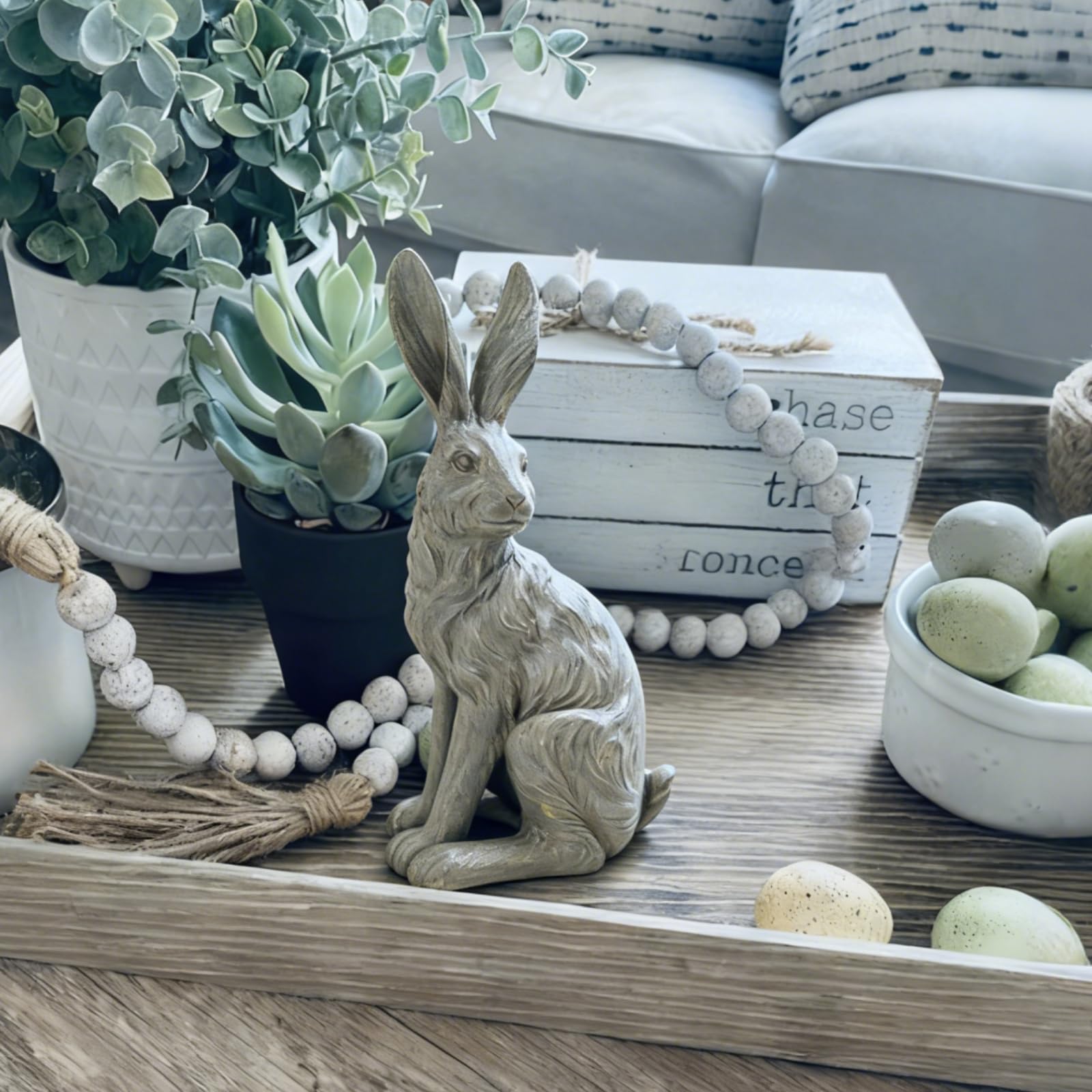 DiliComing yard lawn rabbit sculpture creates a welcoming focal point.