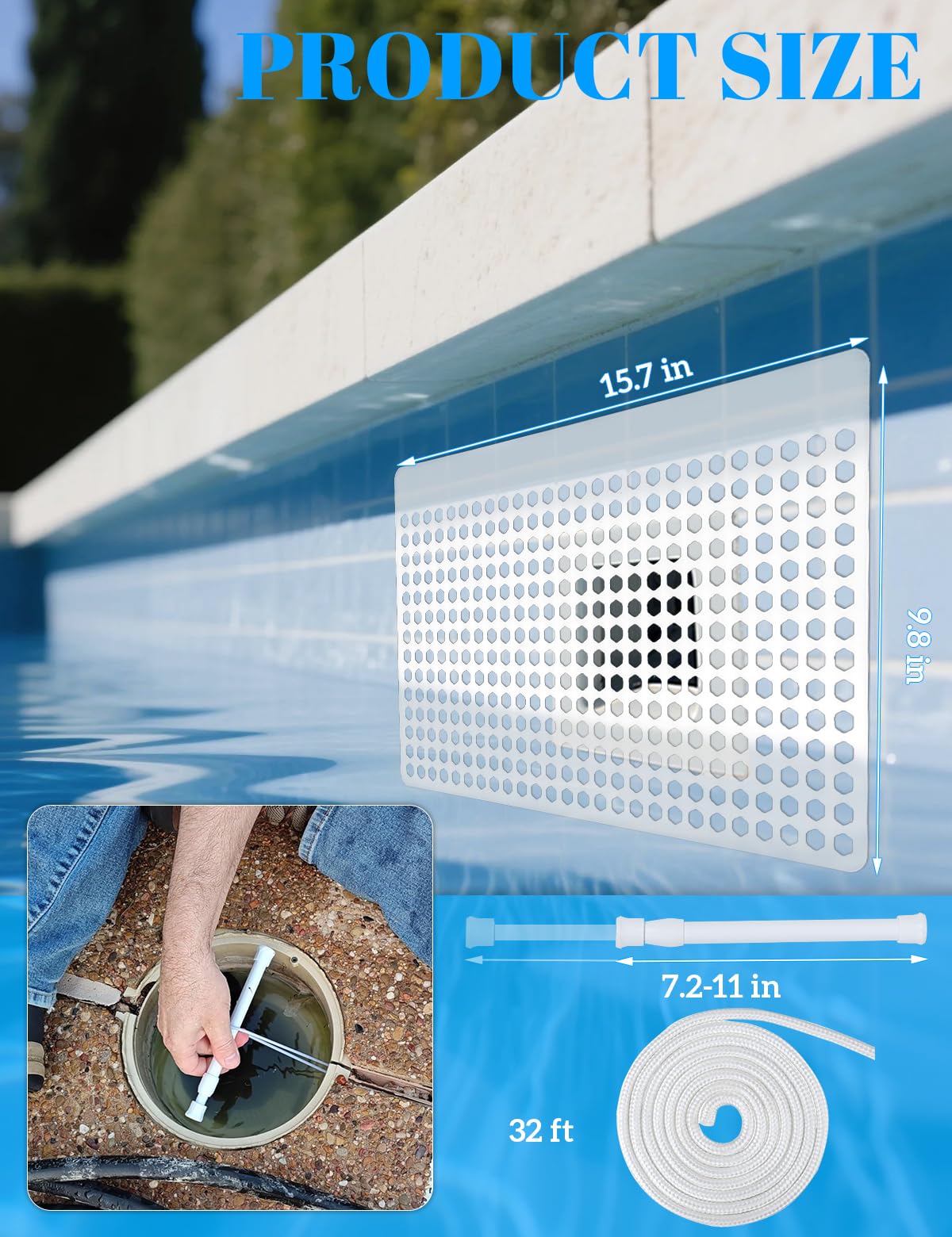 Diltik telescopic rod extension enables easy guard setup for any pool.